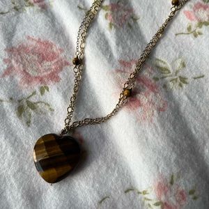 Shari Wacks Tigers Eye Heart layering necklace